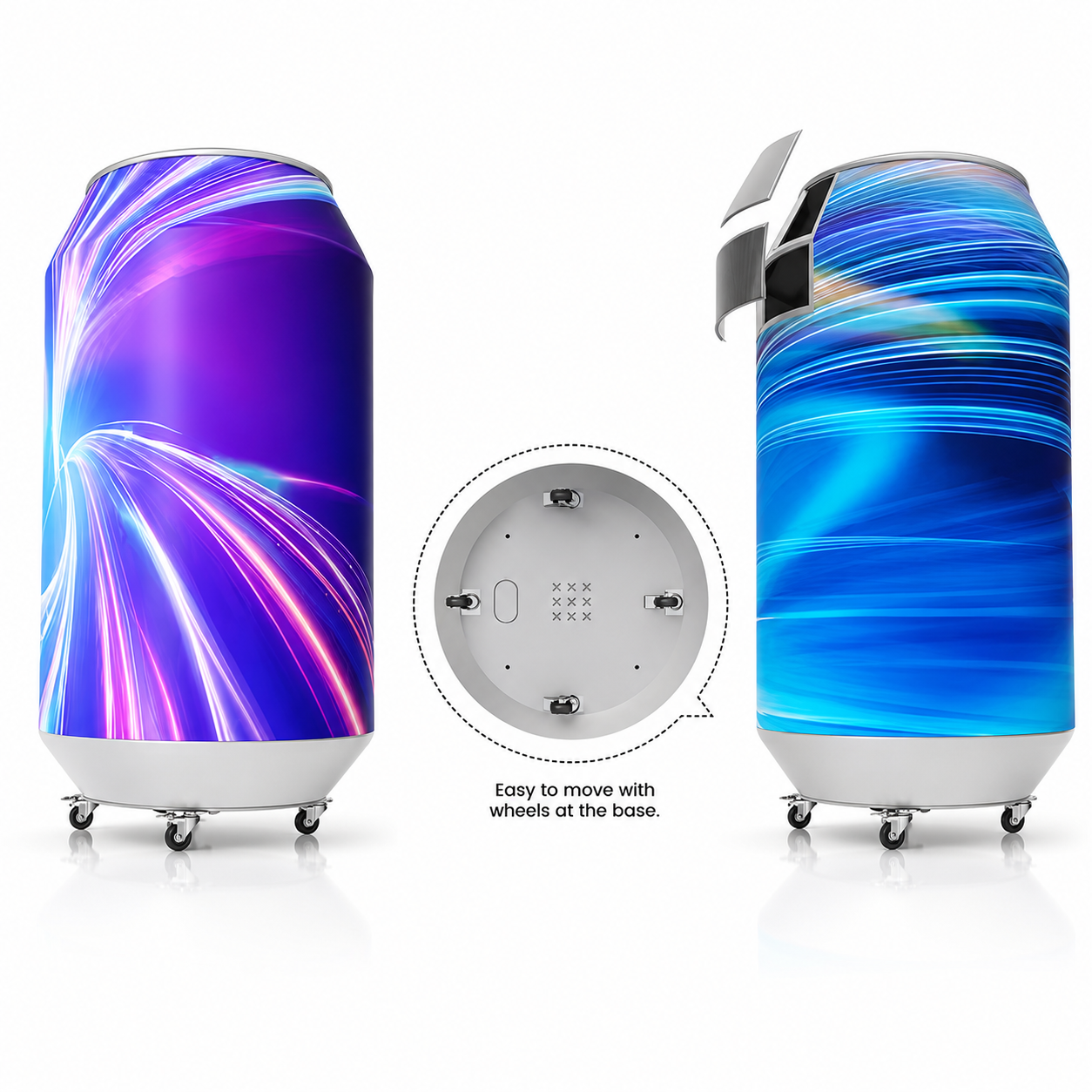 Can-shaped LED Transparent Ice Screen Refrigerator Freezer Vertical Beverage Cabinet Display Screen