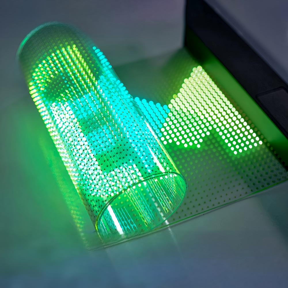 LED Flexible Crystal Film Screen Curved Bendable Transparent Film LED Display Wall